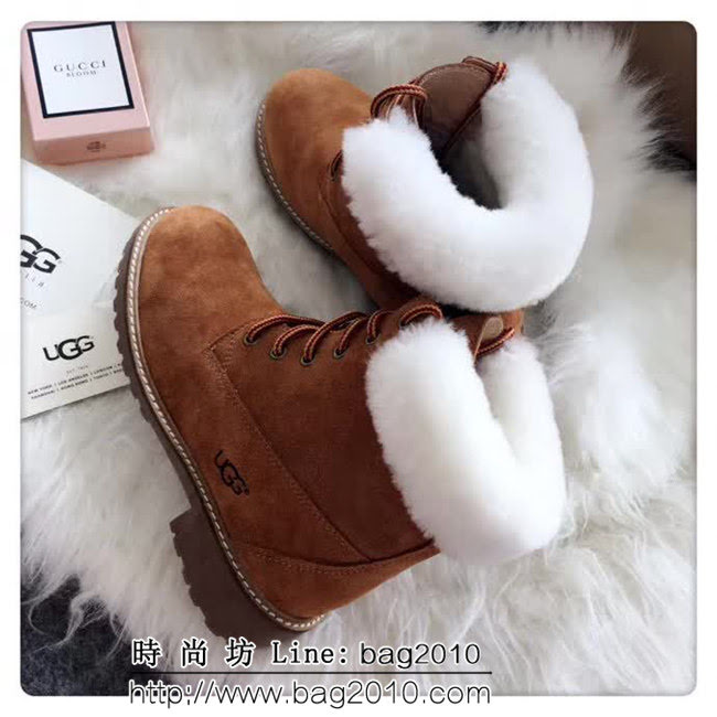 UGG 2018爆款 牛磨砂皮 栗色 時尚保暖 馬丁靴 QZS2245